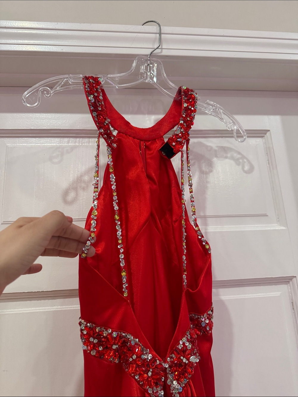 Mari Lee by Madeline Gardner Red Beaded Halter Prom Dress/ Evening Gown formal - Picture 10 of 16